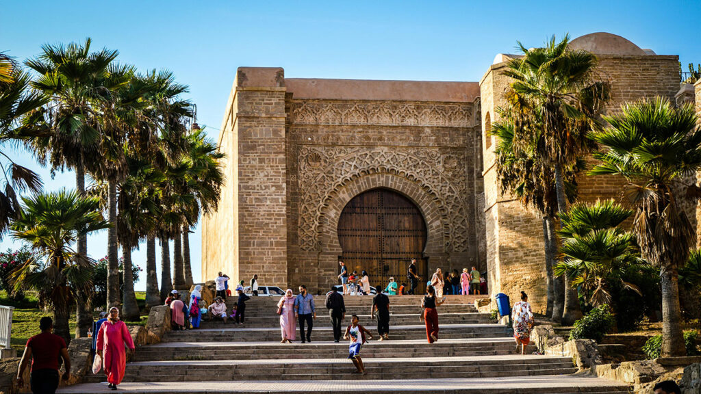 Rabat gateway surrounded by palms
